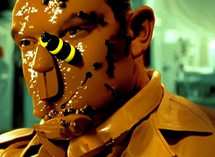 Image similar to ted cruz spitting out bees as the candyman, movie still, from the candyman 1 9 9 2 movie, 8 k, realistic