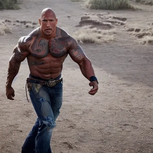 Prompt: Dwayne Johnson as cowboy