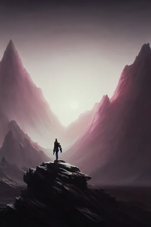 Prompt: extremely sharp black monolith standing on surface of the moon, mountains in distance, cinematography by stanley kubrick, extremely detailed digital painting, in the style of fenghua zhong and ruan jia and jeremy lipking and peter mohrbacher, mystical colors, rim light, beautiful lighting, 8 k, stunning scene, raytracing, octane, trending on artstation