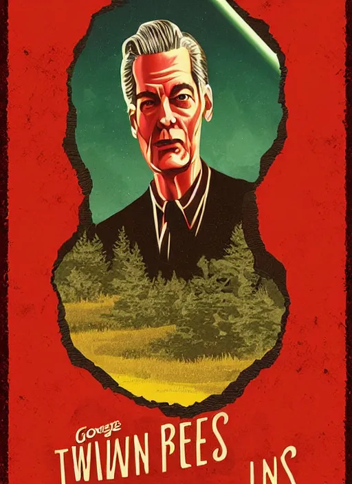 Prompt: twin peaks movie poster art by george bletsis