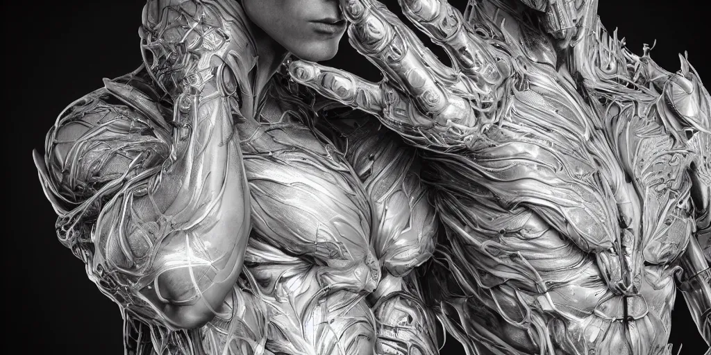 Prompt: hyperealistic photography of a stunningly beautiful cyborg male, intimately holding close, in the style of beth cavener, jin kagetsu, and wlop, highly detailed, intricate filigree, symmetry, masterpiece, award winning, sharp focus, concept art, highkey lighting, ambient lighting, octane render, 8 k, artstation