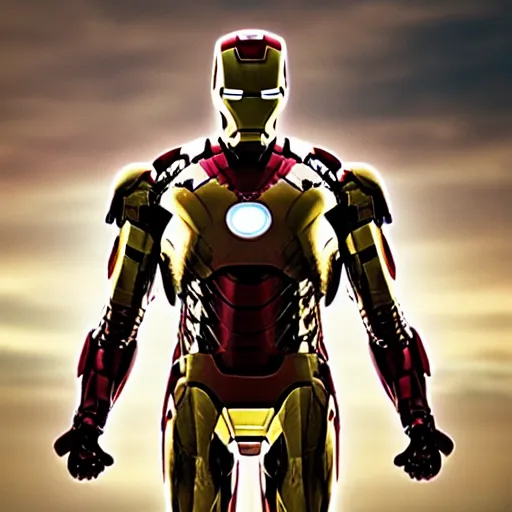 Prompt: gold and black iron man suit, 4k realistic photo