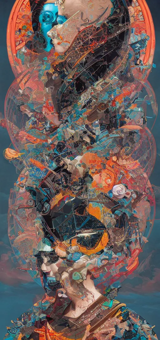 Image similar to tristan eaton, victo ngai, peter mohrbacher, artgerm portrait of a math fractal computer intelligence