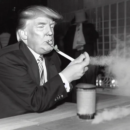 Image similar to a photo of donald trump smoking a cigarrette