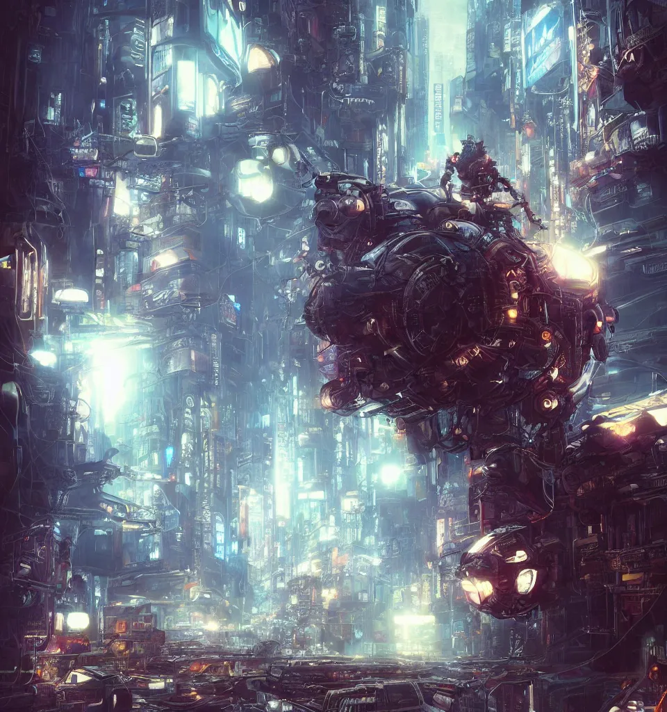 Prompt: cybernetic traveler, cinematic, highly detailed, octane render, cg, rich cinematic atmosphere, perfect digital art, mystical journey in strange world, Mystical, cyberpunk, sci-fi, surreal, glowing lights, sharp focus, high detailed, by Akihiko Yoshida, michael whelan and Karol Bak