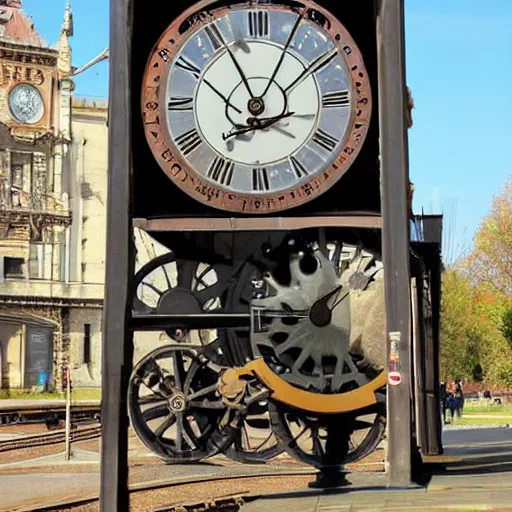 Image similar to gigant clock in front of a train