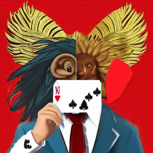 Prompt: profile picture of gambling lion with suit from ukraine, concept art, lofi