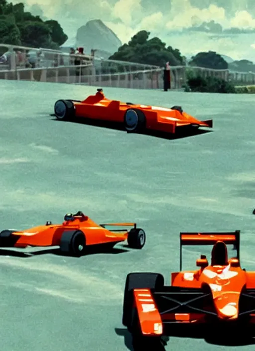 Prompt: A James Bond anime movie by Wes Anderson set in 1970s at an F1 Car race in South of France