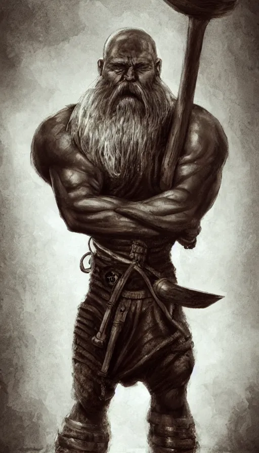 Image similar to the blacksmith, very strong, muscular, big hammer, anvil, beard, cheeky, coloured, fame of thrones, fibonacci, sweat drops, intricate fashion clothing, insane, intricate, highly detailed, surrealistic, digital painting, artstation, concept art, smooth, sharp focus, illustration, Unreal Engine 5, 8K, art by artgerm and greg rutkowski and alphonse mucha