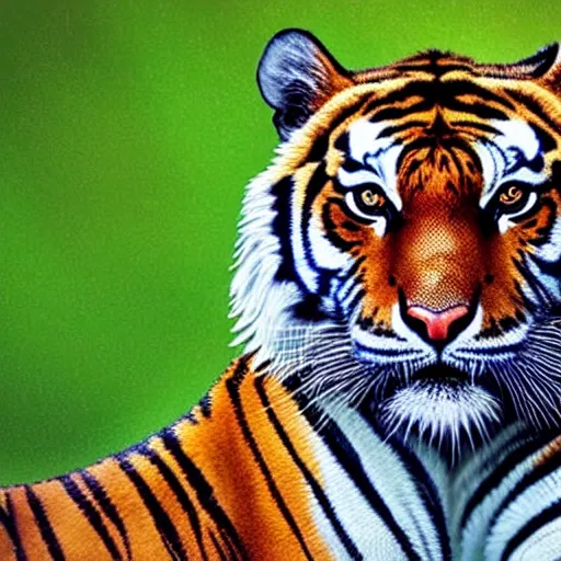 Image similar to “tiger stretching facing towards the camera, photo realism, 8k”