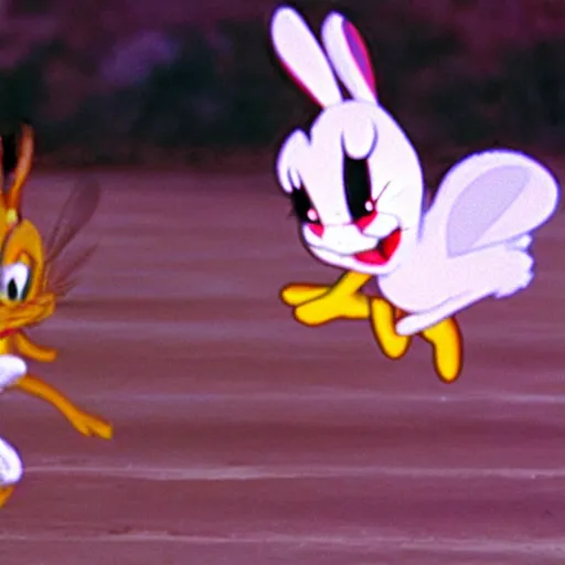 Prompt: bugs bunny chaseing tweety