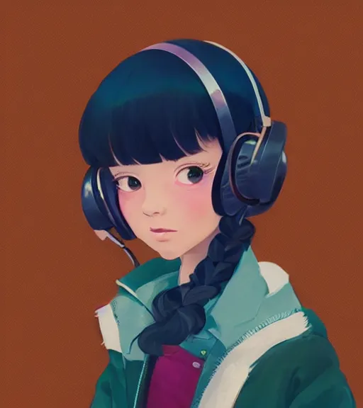 Prompt: beautiful little girl character inspired by 9 0's fashion and by madeline from celeste, art by rossdraws, wlop, ilya kuvshinov, artgem lau, sakimichan and makoto shinkai, concept art, headphones, anatomically correct, very coherent, realistic