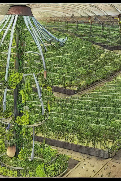 Prompt: vertical agriculture by Luc Schuiten