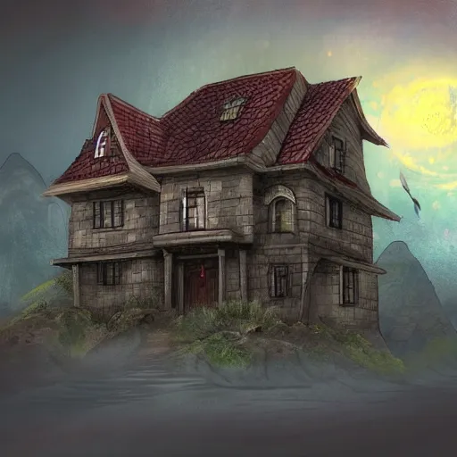 Prompt: a house, fantasy digital art