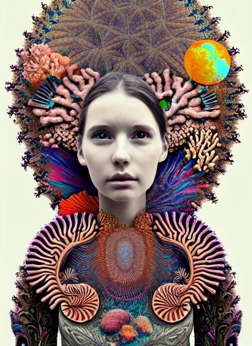 Prompt: ridiculously beautiful young woman tripping, psychedelics, nature, coral, birds, symmetrical, in the style of ernst haeckel, effervescent, warm, surrealism, photo realistic, epic and cinematic,