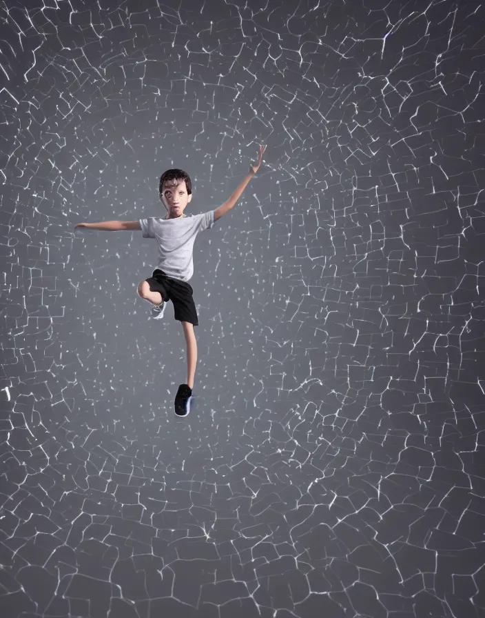 Image similar to A kid levitating in a forcefield, hyper realism, high detail, octane render, 8k, depth of field