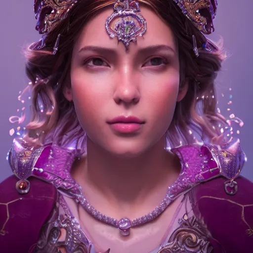 Image similar to portrait of wonderful princess of amethyst with fair skin, ornate 8 k gorgeous intricate detailed, accent lighting, dramatic light, octane render