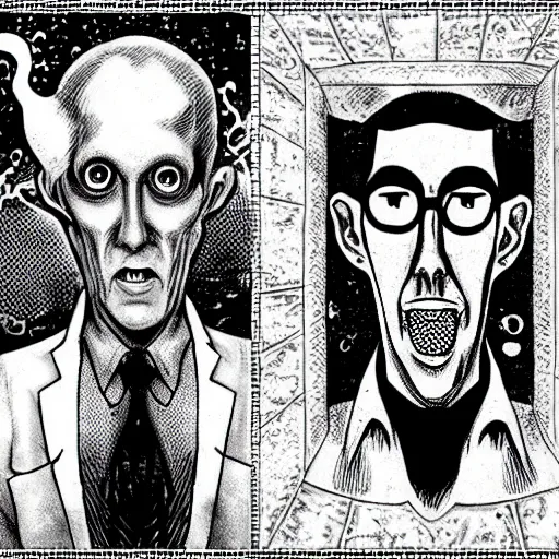 Image similar to howard philips lovecraft in the style of junji ito, junji ito, award winning