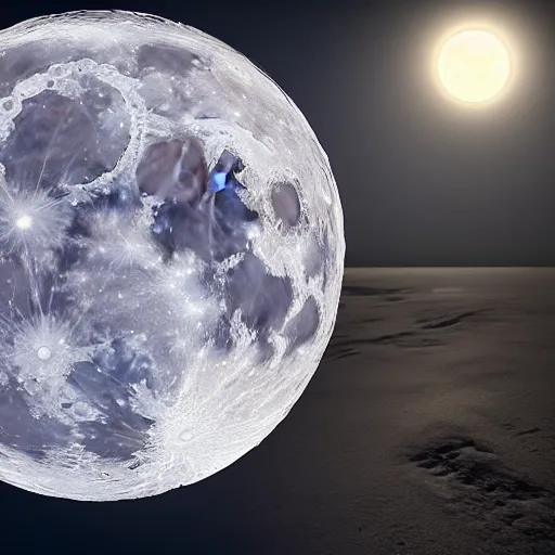 Prompt: photo of the moon, full moon, photorealistic, hd, 4 k, detailed, sharp, nasa