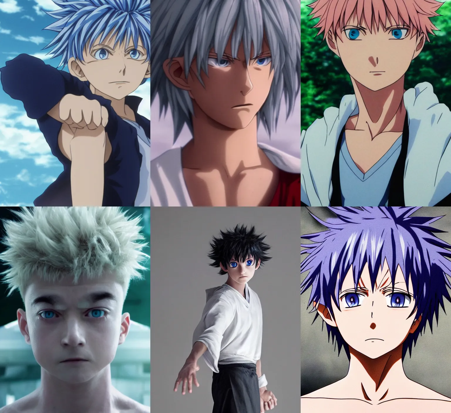 Prompt: still of the real human actor portraying Killua Zoldyck in the live action anime film, upper body portrait, IMAX HD, 2009 cinematography