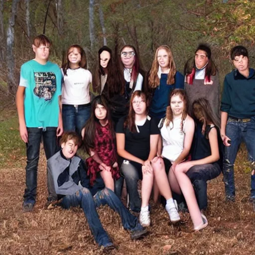 Image similar to high - school year book pictures with zombies