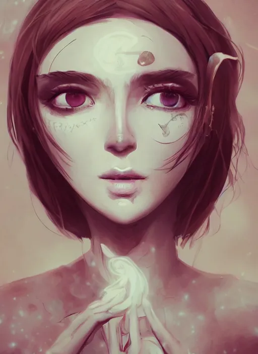 Image similar to a beautiful, unique, strange, mysterious woman, blinking. [[[[[[closing]]]]]]] and opening her eyes, amazing, stunning artwork, featured on artstation, cgosciety, behance