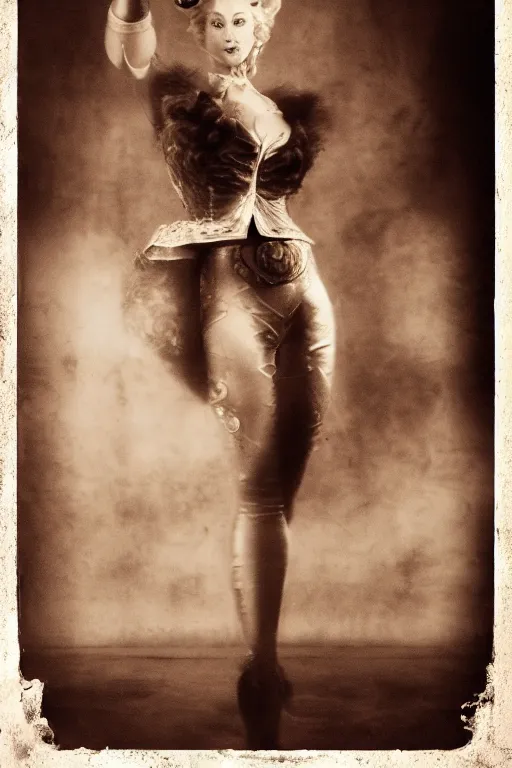 Prompt: princess peach, portrait, full body, symmetrical features, silver iodide, 1 8 8 0 photograph, sepia tone, aged paper, sergio leone, master prime lenses, cinematic