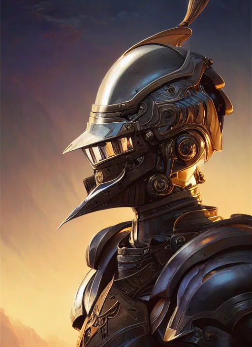 Image similar to highly detailed portrait of reflection of dragonfire on shiny knight helmet, raytracing, fantasy art by by simon bisley, loish, rhads, ferdinand knab, makoto shinkai and lois van baarle, ilya kuvshinov, rossdraws, tom bagshaw, global illumination, radiant light, detailed and intricate environment