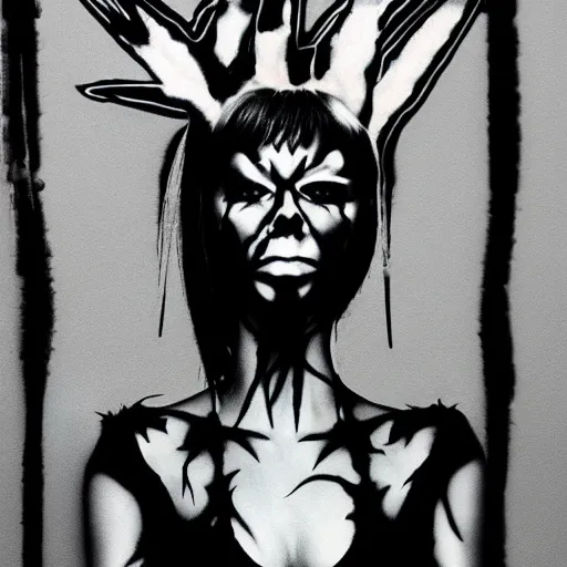 Prompt: die antwoord yolandi zef design graffiti dark lighting