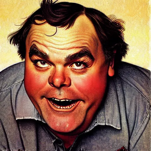 Prompt: Jack Black painted by Norman Rockwell