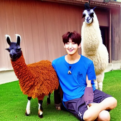 Prompt: jung kook with a llama, 8 k