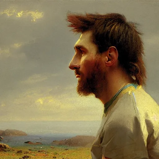 Prompt: a portrait of lionel messi in a scenic environment by andreas achenbach