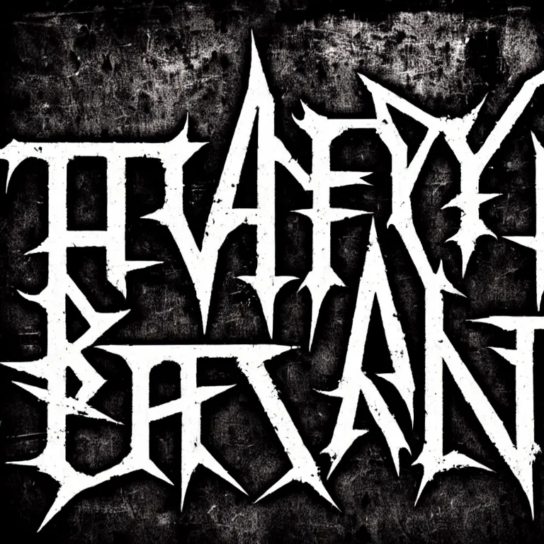 Prompt: heavy trash metal spiky dark creepy dark dirty grungy satanic logo word font typography