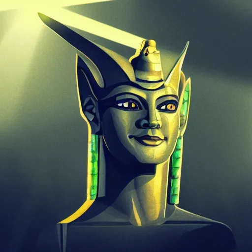 Prompt: egypt god, anubis, light beams, light lines, head, light circles, artstation, highly detailed, perfect lightning, pyramid, amon ra, crystall, vector, digital art, concept art