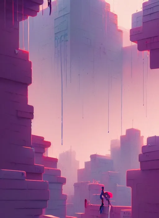 Image similar to highly detailed matte painting, of 3 d calligraphy graffiti tag wall, by atey ghailan, by greg rutkowski, by greg tocchini, by james gilleard, by joe fenton, by kaethe butcher, pink, brown, light blue and white mystical color scheme, grunge aesthetic, octane render