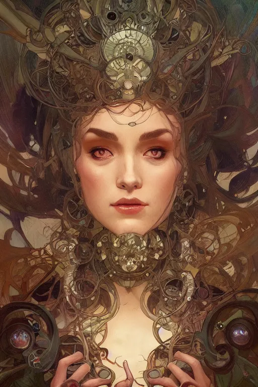 Image similar to Elder god with beady eyes, in a workshop art by artgerm and greg rutkowski and alphonse mucha and Charlie Bowater Trending on artstation, artstationHD, artstationHQ, 4k, 8k