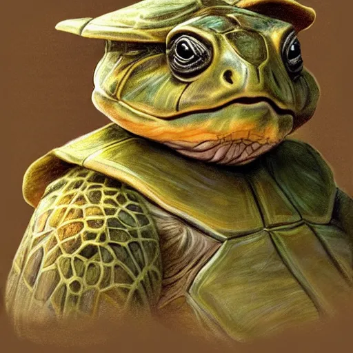 Prompt: pond turtle wearing a pope hat, D&D, fantasy, portrait, highly detailed, digital painting, trending on artstation, concept art, sharp focus, illustration, art by artgerm and greg rutkowski and magali villeneuve #pope francis #red ear slider turtle