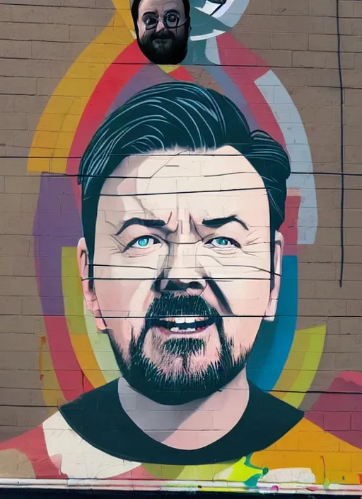 Image similar to symmetry!! portrait of ricky gervais by sachin teng, organic, cables, matte painting, geometric shapes, hard edges! graffiti, street art