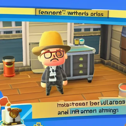 Prompt: Screenshot of Walter White in Animal Crossing (Nintendo Switch)