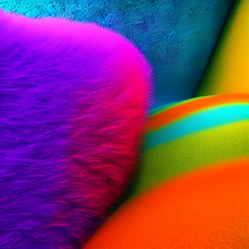 Image similar to : colorful abstract hyperbolic fuzzy sculpture on the wall in modern architecture, cinematic lighting, hyper - realistic, detailed, render by c 4 d octane, unreal engine, 8 k 3 d render