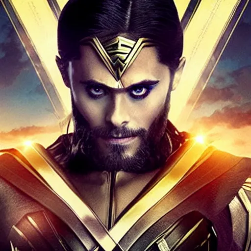 Prompt: jared leto as wonderwoman, movie poster