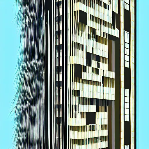 Prompt: postmodern building designed by helmut jahn,digital art