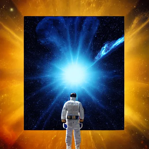 Prompt: standing on neptune, looking out into the vastness of space, digital art.