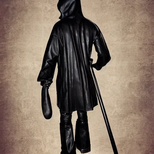 Prompt: grim reaper made of leather