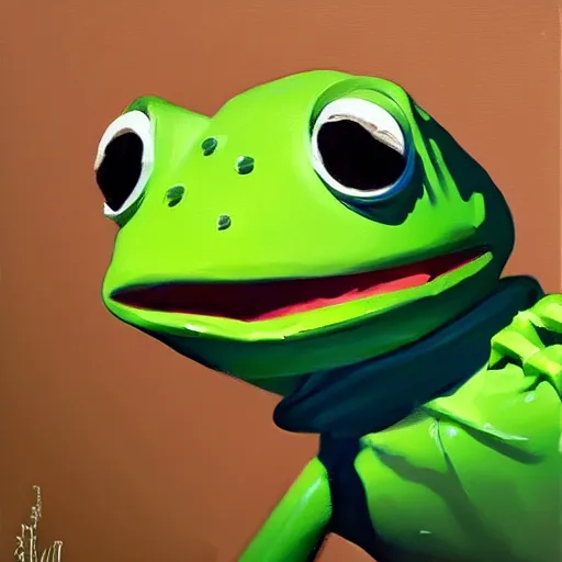 Image similar to greg manchess portrait painting of partially armored kermit the frog as overwatch character, medium shot, asymmetrical, profile picture, organic painting, sunny day, matte painting, bold shapes, hard edges, street art, trending on artstation, by huang guangjian and gil elvgren and sachin teng