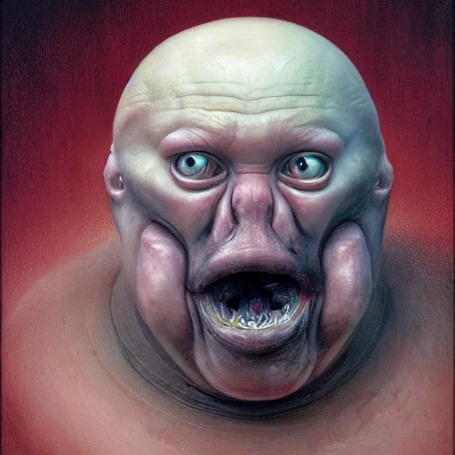 Prompt: anthropomorphic blobfish, vladimir putin blobfish hybrid, blobfish putin face mix, transformation, macabre, horror, by donato giancola and greg rutkowski and wayne barlow and zdzisław beksinski, realistic face, visible face, digital art