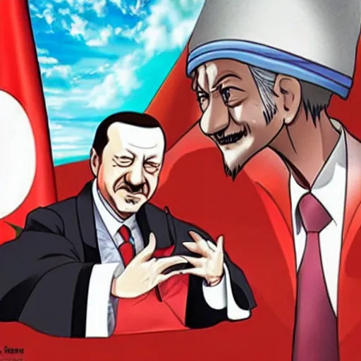 Prompt: recep tayyip erdogan becomes caliph, anime style