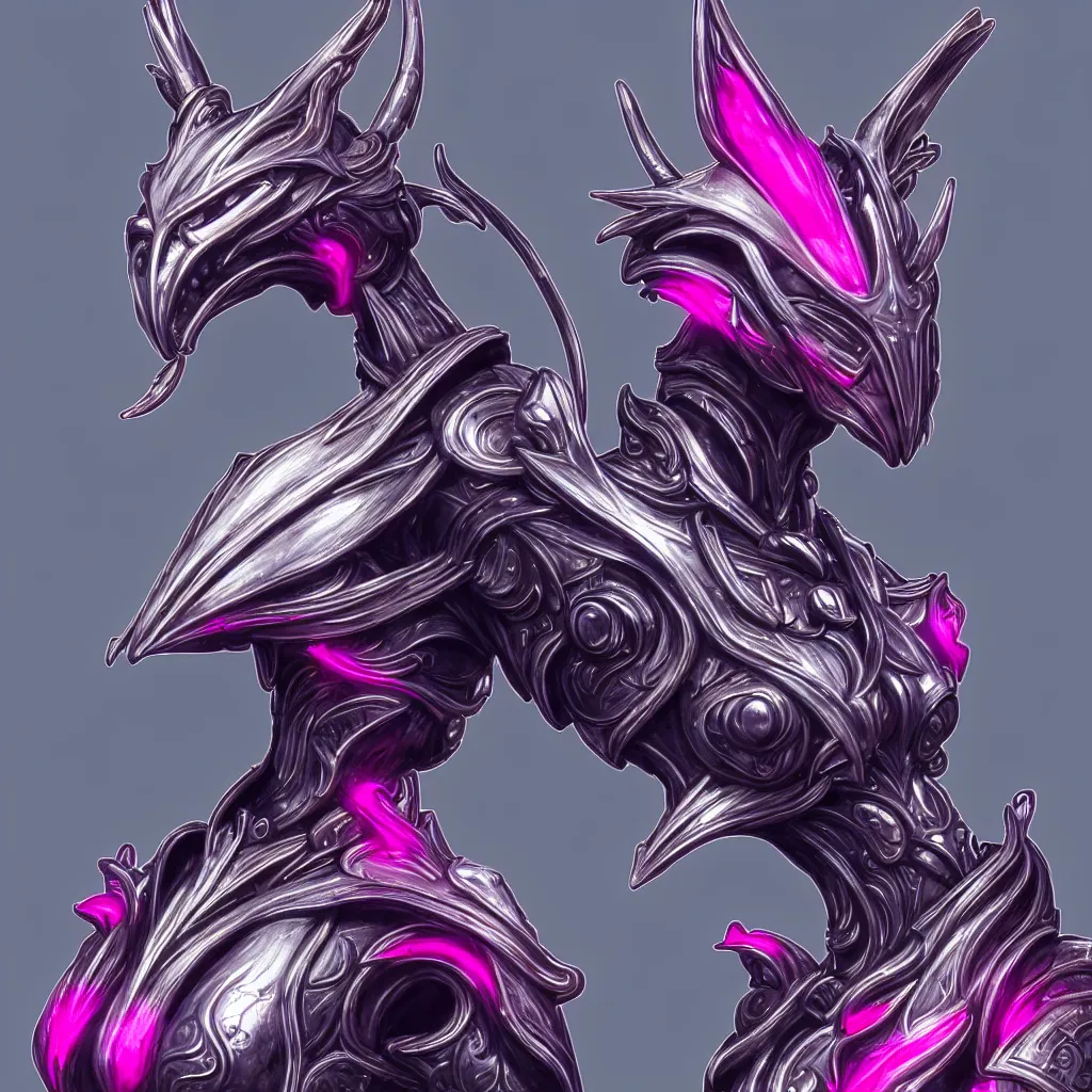 Prompt: extremely detailed bust shot of a goddess that's a giant beautiful stunning anthropomorphic robot female dragon, standing majestically over mountains, elegant pose, streamlined shiny silver metal armor, fuchsia skin below the armor, sharp metal claws, long elegant tail, detailed warframe fanart, high quality digital art, giantess art, furry art, warframe art, furaffinity, DeviantArt, 8k HD, octane render