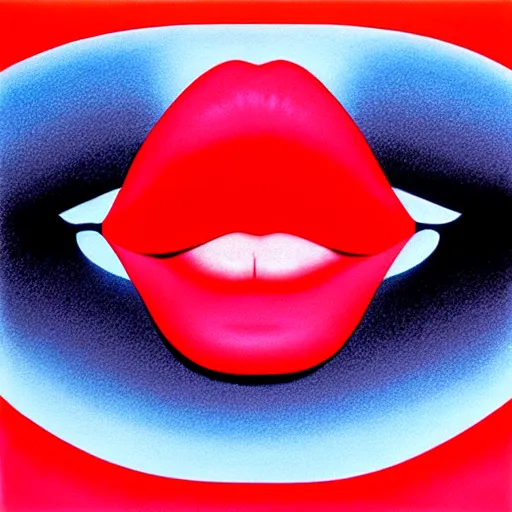 Image similar to sensual red lips by shusei nagaoka, kaws, david rudnick, airbrush on canvas, pastell colours, cell shaded, 8 k