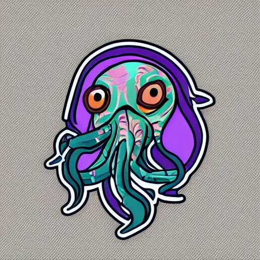 Prompt: sticker of an octopus shark cyborg hybrid, digital art